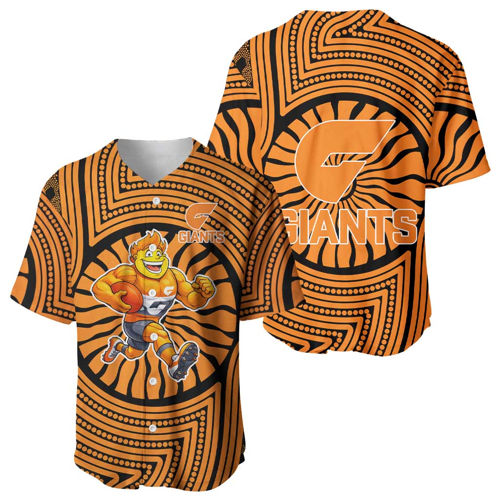 Greater Western Sydney Giants Baseball Jersey Indigenous Monochrome Dot Art Mascot Style