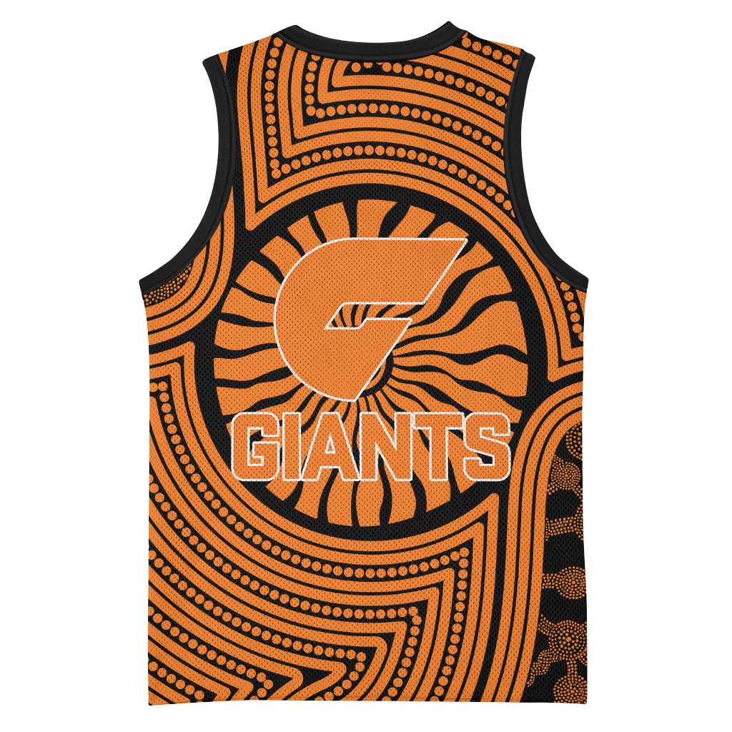 Greater Western Sydney Giants Basketball Jersey Indigenous Monochrome Dot Art Mascot Style