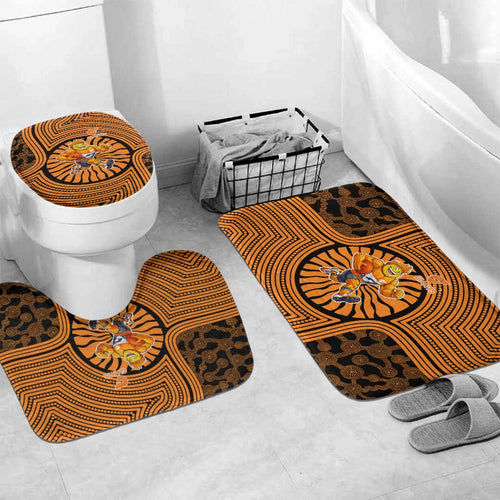 Greater Western Sydney Giants Bathroom Set Indigenous Monochrome Dot Art Mascot Style