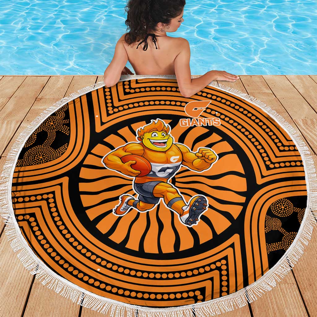 Greater Western Sydney Giants Beach Blanket Indigenous Monochrome Dot Art Mascot Style