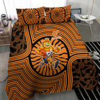 Greater Western Sydney Giants Bedding Set Indigenous Monochrome Dot Art Mascot Style