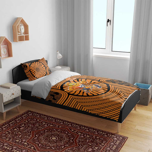 Greater Western Sydney Giants Bedding Set Indigenous Monochrome Dot Art Mascot Style
