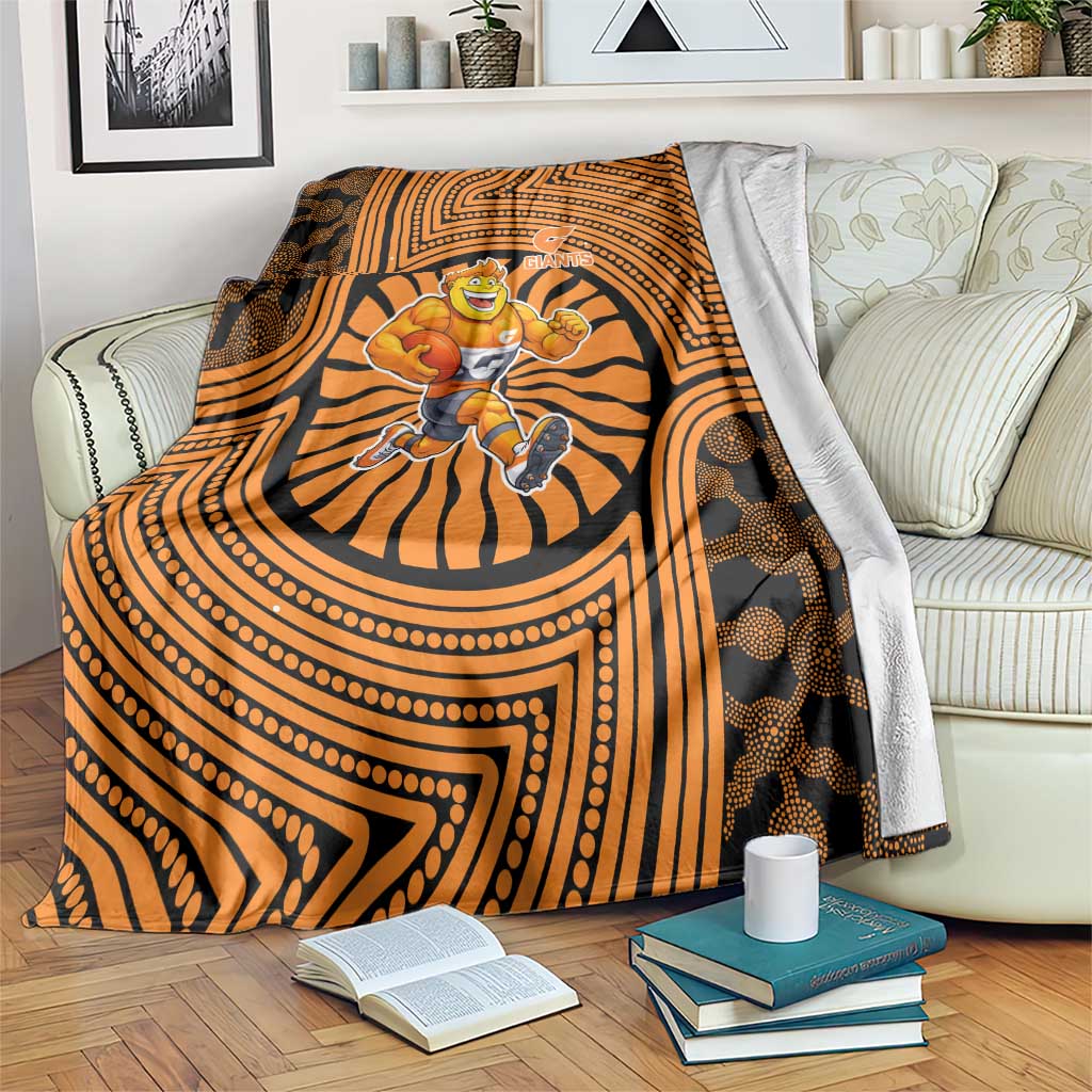 Greater Western Sydney Giants Blanket Indigenous Monochrome Dot Art Mascot Style