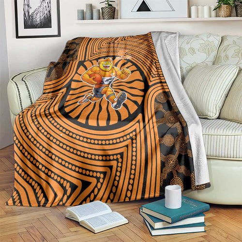 Greater Western Sydney Giants Blanket Indigenous Monochrome Dot Art Mascot Style