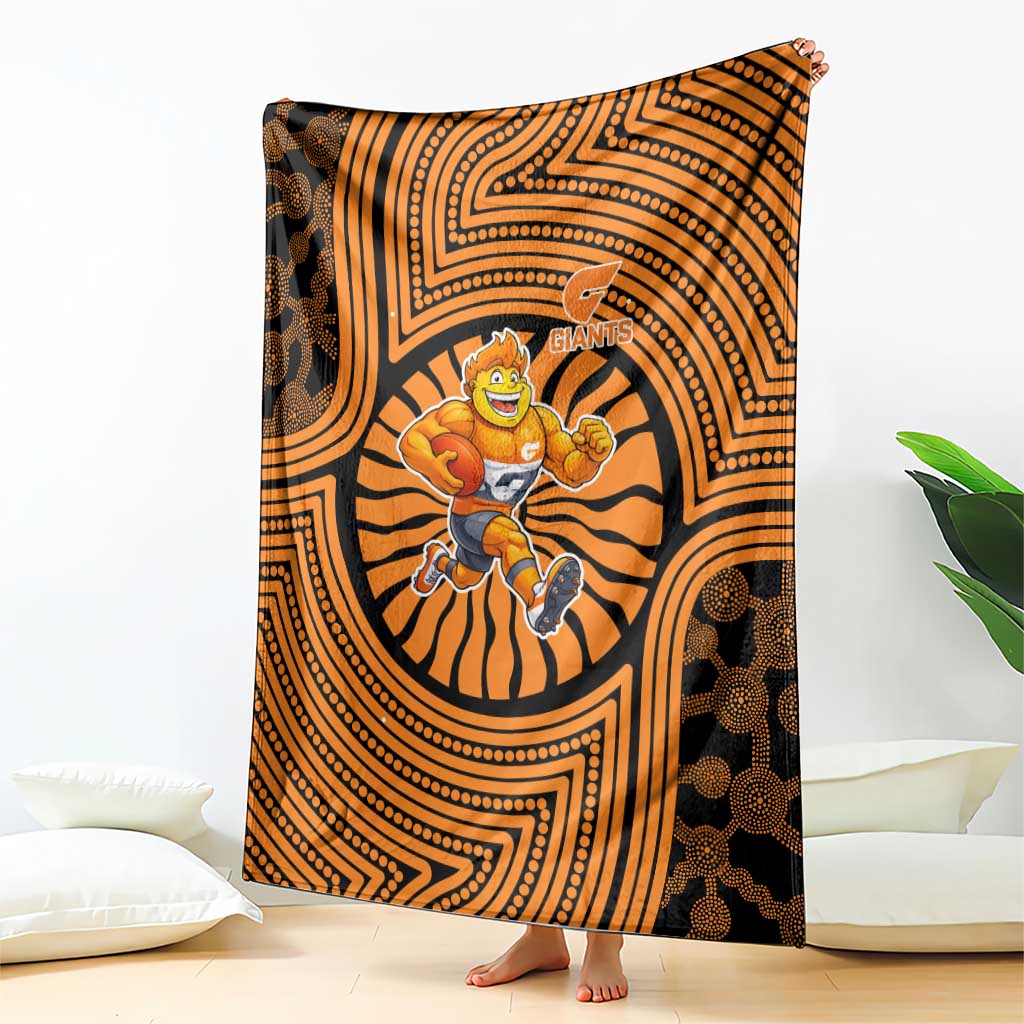 Greater Western Sydney Giants Blanket Indigenous Monochrome Dot Art Mascot Style