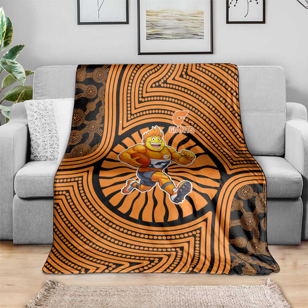 Greater Western Sydney Giants Blanket Indigenous Monochrome Dot Art Mascot Style