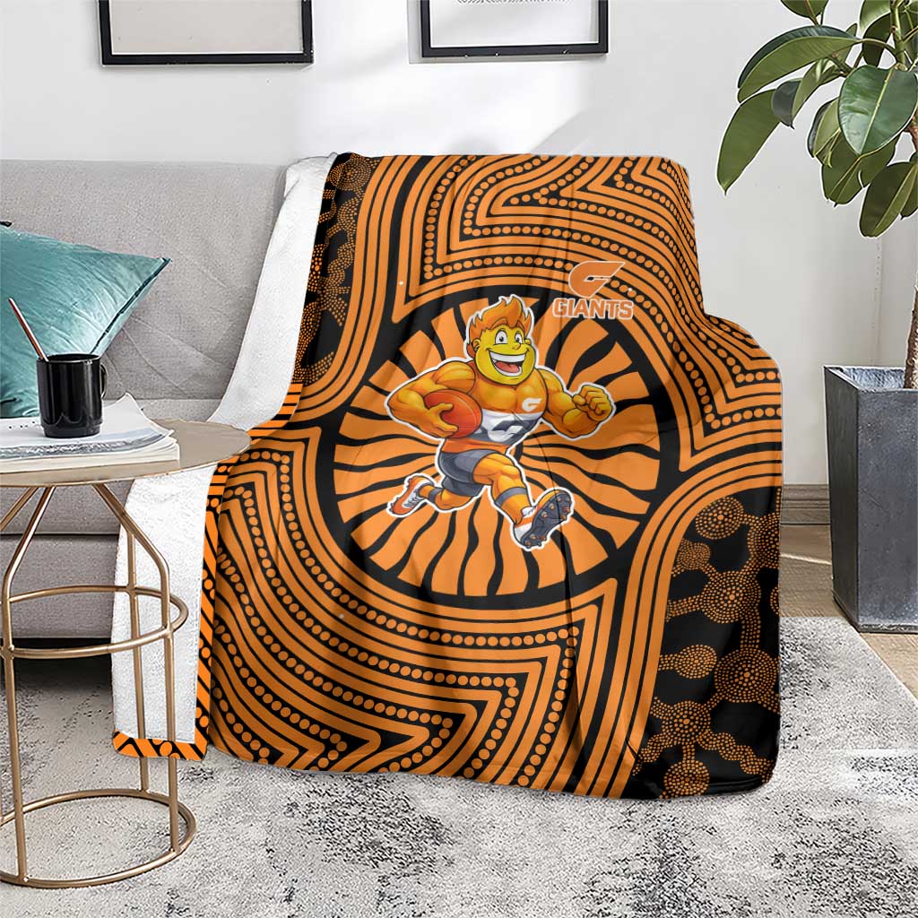 Greater Western Sydney Giants Blanket Indigenous Monochrome Dot Art Mascot Style