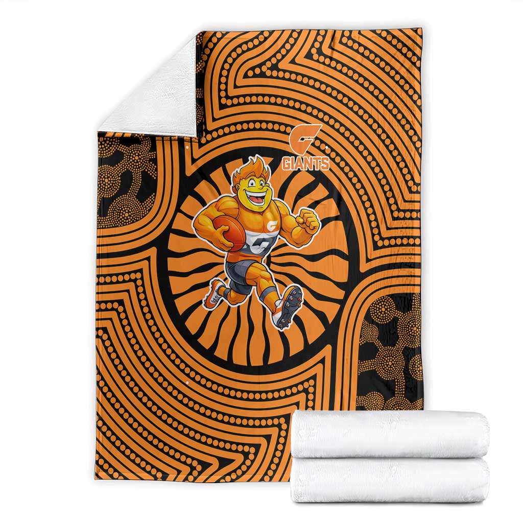 Greater Western Sydney Giants Blanket Indigenous Monochrome Dot Art Mascot Style