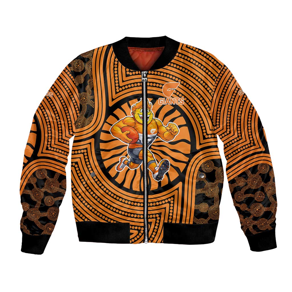 Greater Western Sydney Giants Bomber Jacket Indigenous Monochrome Dot Art Mascot Style