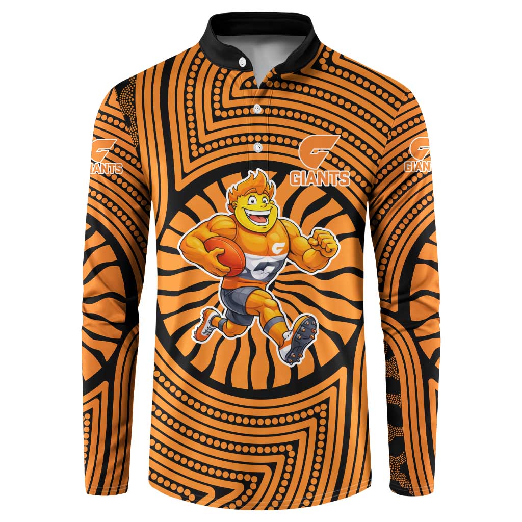 Greater Western Sydney Giants Button Sweatshirt Indigenous Monochrome Dot Art Mascot Style