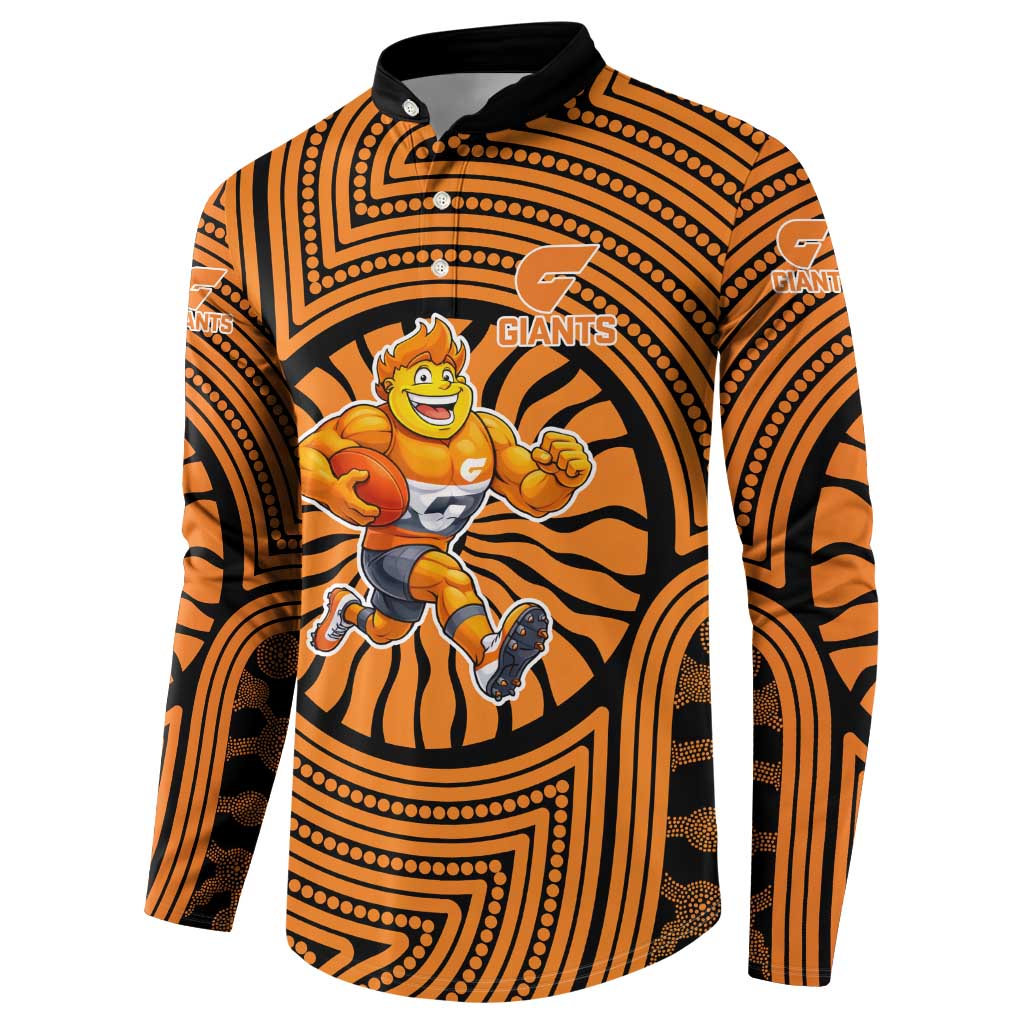 Greater Western Sydney Giants Button Sweatshirt Indigenous Monochrome Dot Art Mascot Style