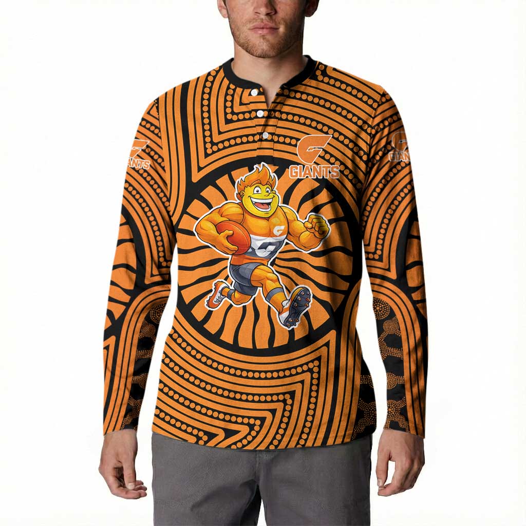 Greater Western Sydney Giants Button Sweatshirt Indigenous Monochrome Dot Art Mascot Style