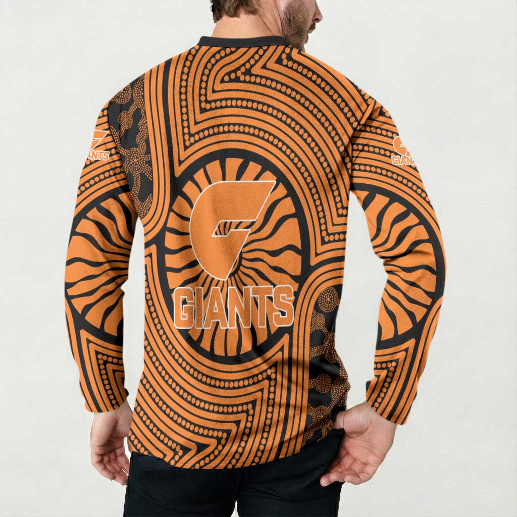 Greater Western Sydney Giants Button Sweatshirt Indigenous Monochrome Dot Art Mascot Style
