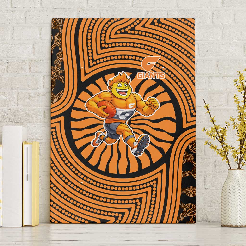 Greater Western Sydney Giants Canvas Wall Art Indigenous Monochrome Dot Art Mascot Style