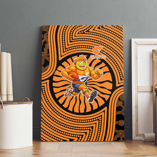 Greater Western Sydney Giants Canvas Wall Art Indigenous Monochrome Dot Art Mascot Style