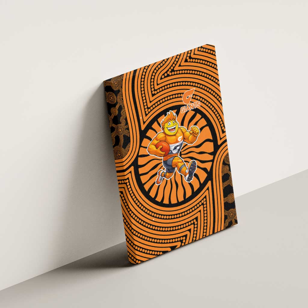 Greater Western Sydney Giants Canvas Wall Art Indigenous Monochrome Dot Art Mascot Style
