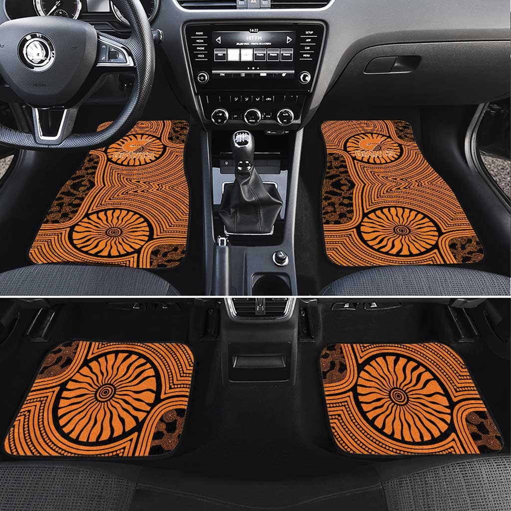 Greater Western Sydney Giants Car Mats Indigenous Monochrome Dot Art Mascot Style
