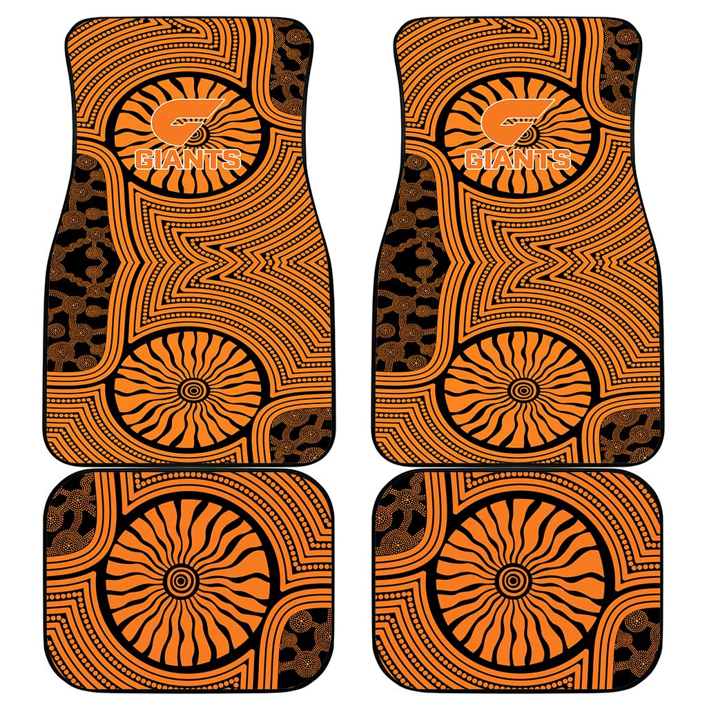 Greater Western Sydney Giants Car Mats Indigenous Monochrome Dot Art Mascot Style
