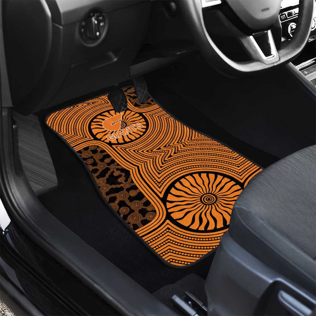 Greater Western Sydney Giants Car Mats Indigenous Monochrome Dot Art Mascot Style