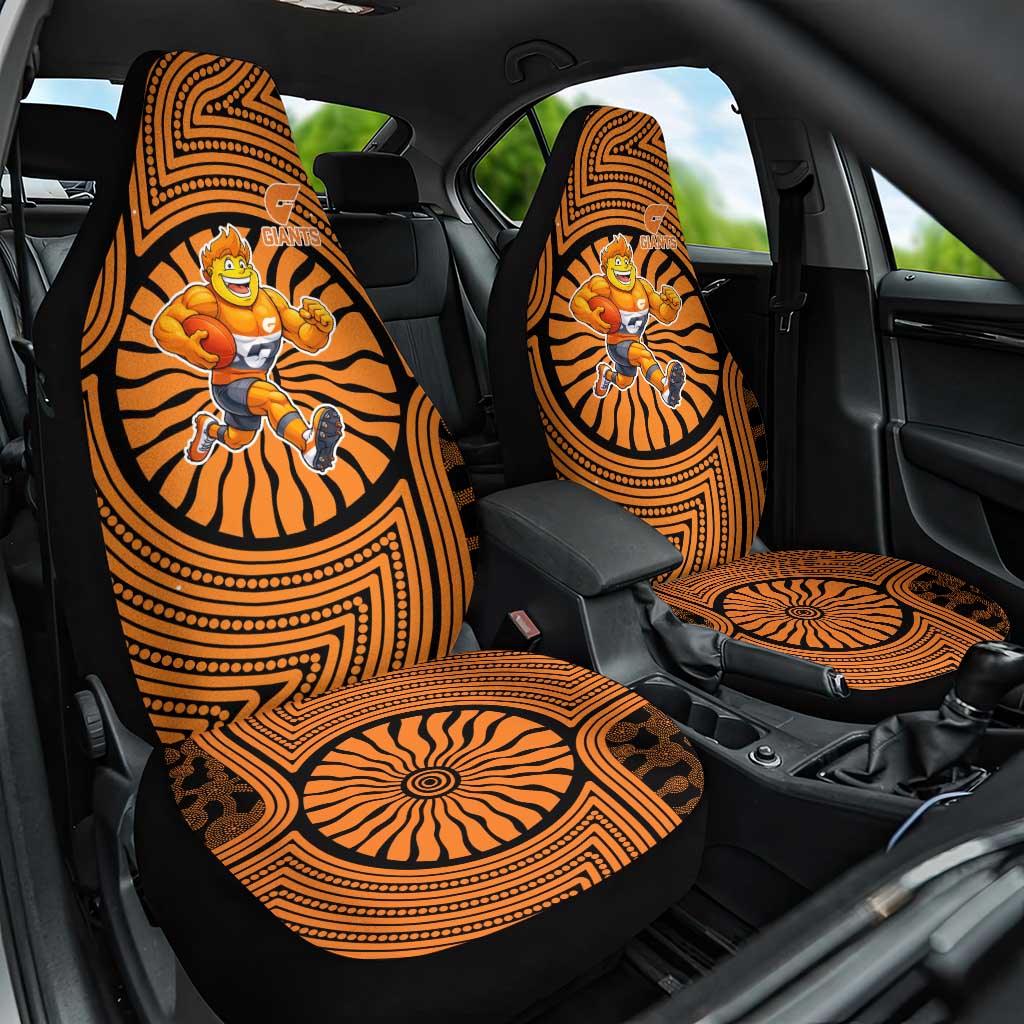 Greater Western Sydney Giants Car Seat Cover Indigenous Monochrome Dot Art Mascot Style