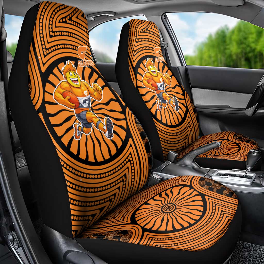 Greater Western Sydney Giants Car Seat Cover Indigenous Monochrome Dot Art Mascot Style