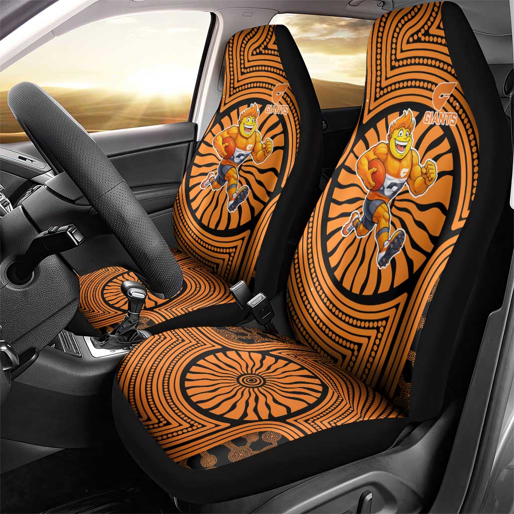 Greater Western Sydney Giants Car Seat Cover Indigenous Monochrome Dot Art Mascot Style