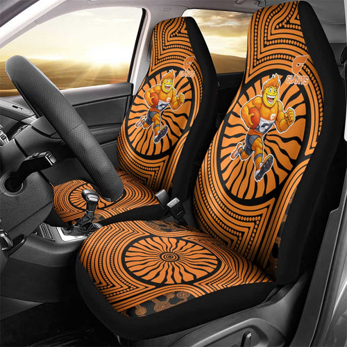 Greater Western Sydney Giants Car Seat Cover Indigenous Monochrome Dot Art Mascot Style