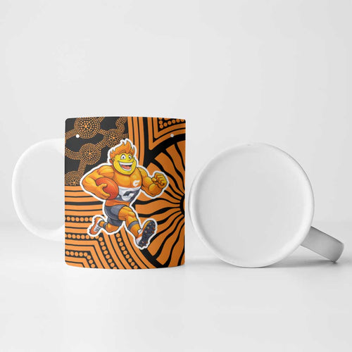 Greater Western Sydney Giants Ceramic Mug Indigenous Monochrome Dot Art Mascot Style
