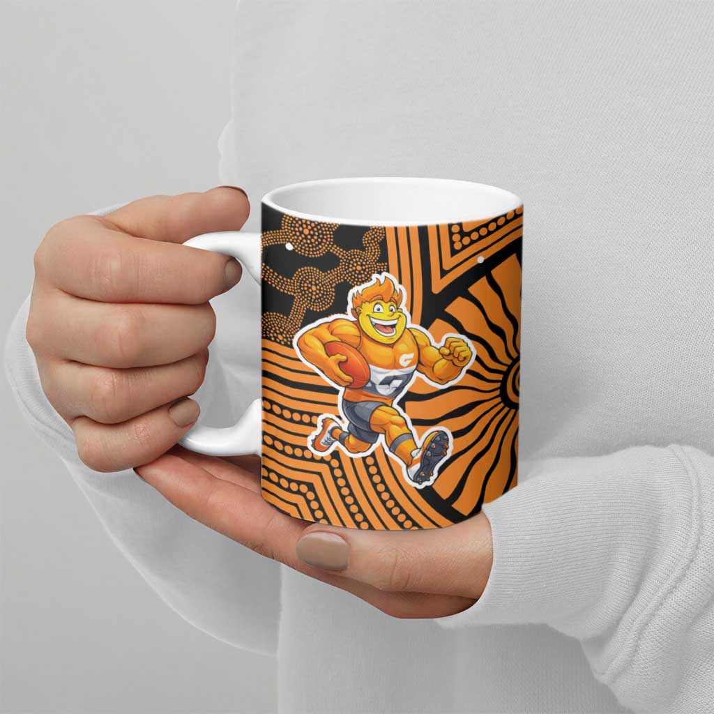 Greater Western Sydney Giants Ceramic Mug Indigenous Monochrome Dot Art Mascot Style