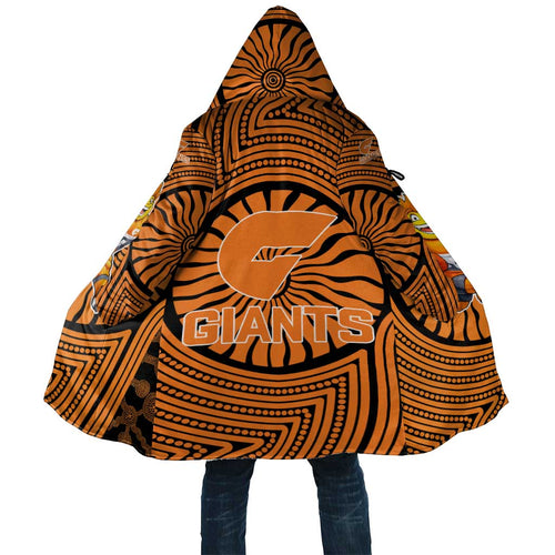 Greater Western Sydney Giants Cloak Indigenous Monochrome Dot Art Mascot Style