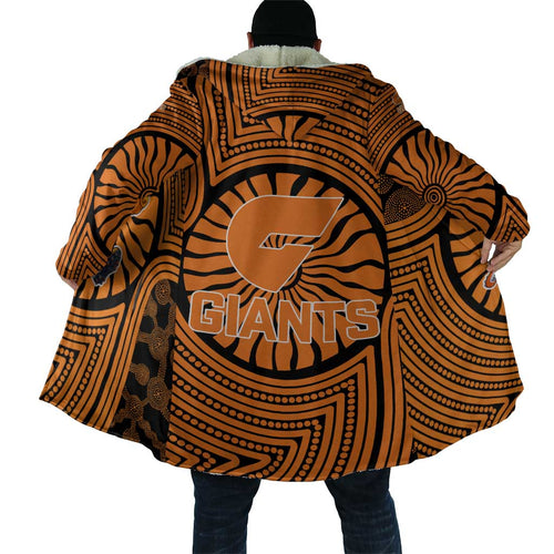 Greater Western Sydney Giants Cloak Indigenous Monochrome Dot Art Mascot Style