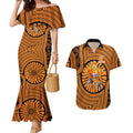 Greater Western Sydney Giants Couples Matching Mermaid Dress and Hawaiian Shirt Indigenous Monochrome Dot Art Mascot Style