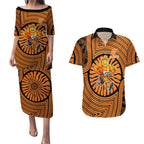 Greater Western Sydney Giants Couples Matching Puletasi and Hawaiian Shirt Indigenous Monochrome Dot Art Mascot Style
