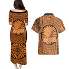Greater Western Sydney Giants Couples Matching Puletasi and Hawaiian Shirt Indigenous Monochrome Dot Art Mascot Style