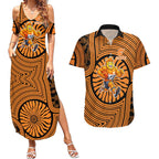 Greater Western Sydney Giants Couples Matching Summer Maxi Dress and Hawaiian Shirt Indigenous Monochrome Dot Art Mascot Style