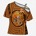 Greater Western Sydney Giants Cross Shoulder Shirt Indigenous Monochrome Dot Art Mascot Style
