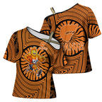 Greater Western Sydney Giants Cross Shoulder Shirt Indigenous Monochrome Dot Art Mascot Style