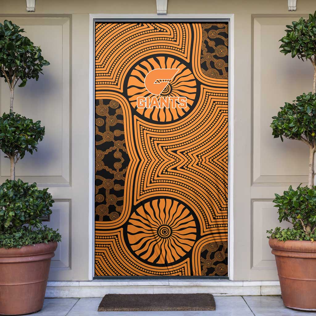 Greater Western Sydney Giants Door Cover Indigenous Monochrome Dot Art Mascot Style