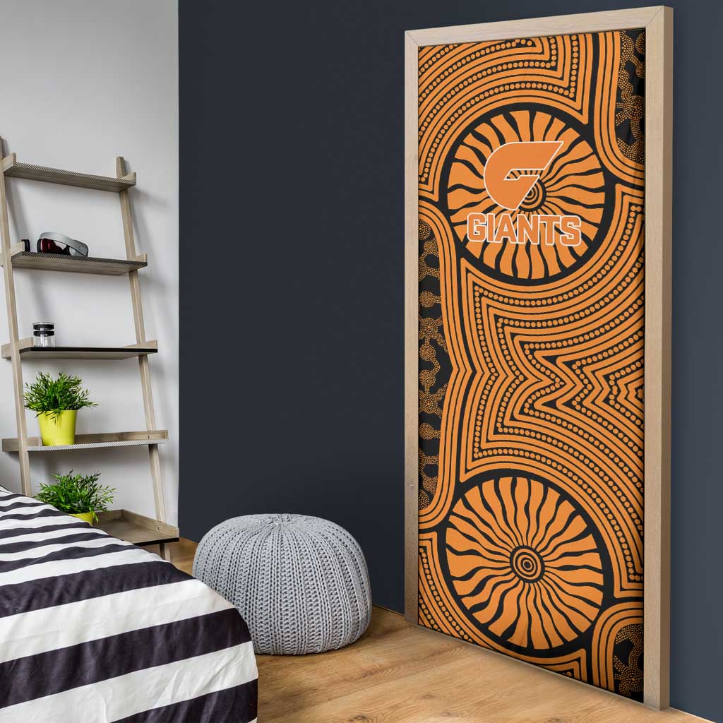 Greater Western Sydney Giants Door Cover Indigenous Monochrome Dot Art Mascot Style