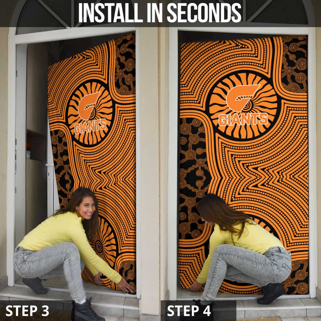 Greater Western Sydney Giants Door Cover Indigenous Monochrome Dot Art Mascot Style