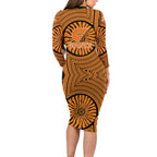 Greater Western Sydney Giants Family Matching Long Sleeve Bodycon Dress and Hawaiian Shirt Indigenous Monochrome Dot Art Mascot Style