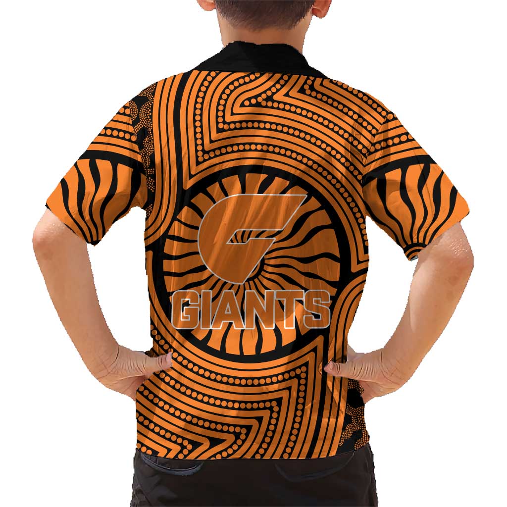 Greater Western Sydney Giants Family Matching Mermaid Dress and Hawaiian Shirt Indigenous Monochrome Dot Art Mascot Style