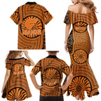 Greater Western Sydney Giants Family Matching Mermaid Dress and Hawaiian Shirt Indigenous Monochrome Dot Art Mascot Style