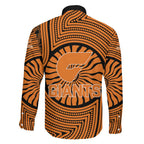 Greater Western Sydney Giants Family Matching Mermaid Dress and Hawaiian Shirt Indigenous Monochrome Dot Art Mascot Style
