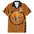 Greater Western Sydney Giants Family Matching Off The Shoulder Long Sleeve Dress and Hawaiian Shirt Indigenous Monochrome Dot Art Mascot Style