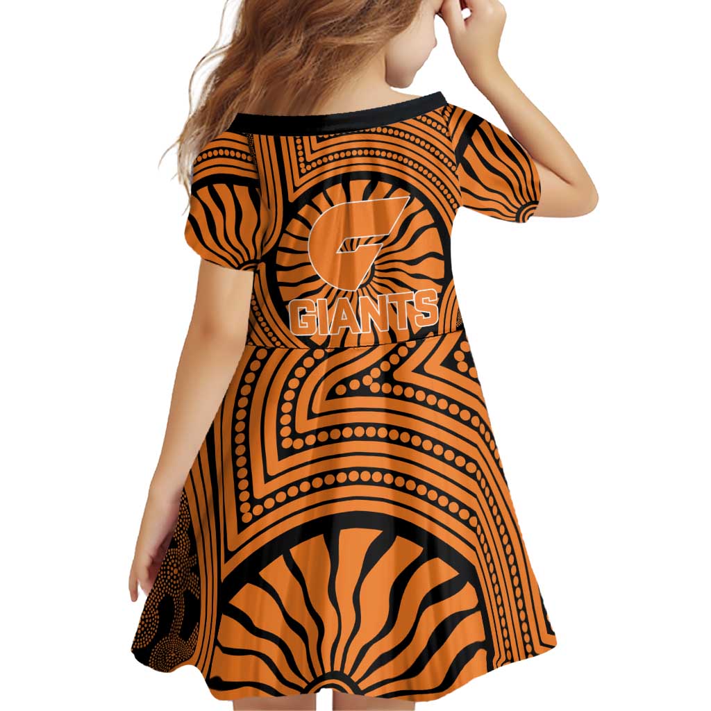 Greater Western Sydney Giants Family Matching Off Shoulder Maxi Dress and Hawaiian Shirt Indigenous Monochrome Dot Art Mascot Style