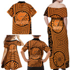 Greater Western Sydney Giants Family Matching Off Shoulder Maxi Dress and Hawaiian Shirt Indigenous Monochrome Dot Art Mascot Style