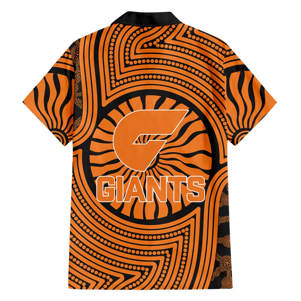 Greater Western Sydney Giants Family Matching Off Shoulder Maxi Dress and Hawaiian Shirt Indigenous Monochrome Dot Art Mascot Style