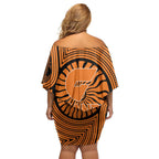 Greater Western Sydney Giants Family Matching Off Shoulder Short Dress and Hawaiian Shirt Indigenous Monochrome Dot Art Mascot Style