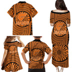 Greater Western Sydney Giants Family Matching Puletasi and Hawaiian Shirt Indigenous Monochrome Dot Art Mascot Style